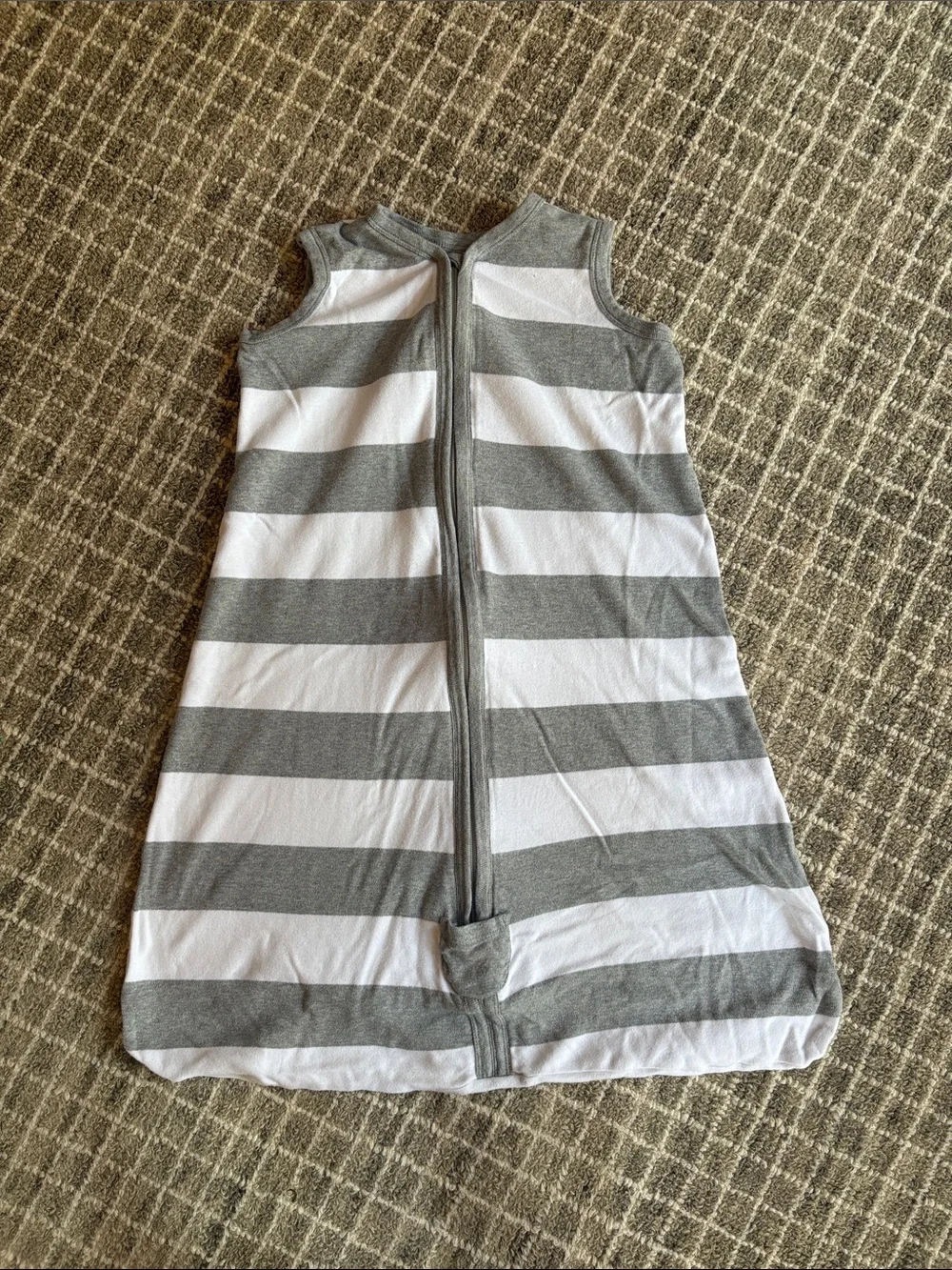 Kids Striped Gray & White Sleep Sack with Front Zipper (Size Medium)